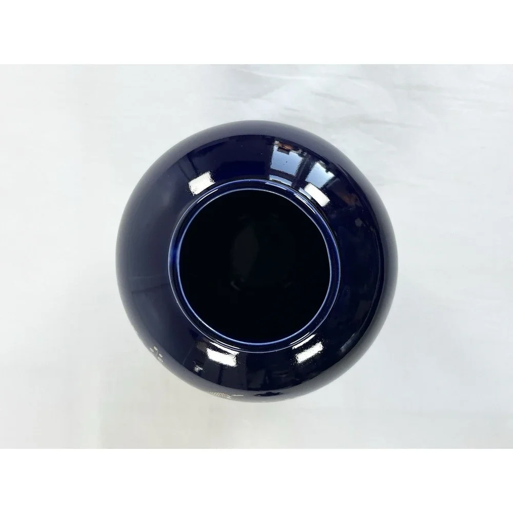 Vintage Japanese Porcelain Ginger Jar Cobalt Blue Gold Peacock‎ Lidded Vase 8